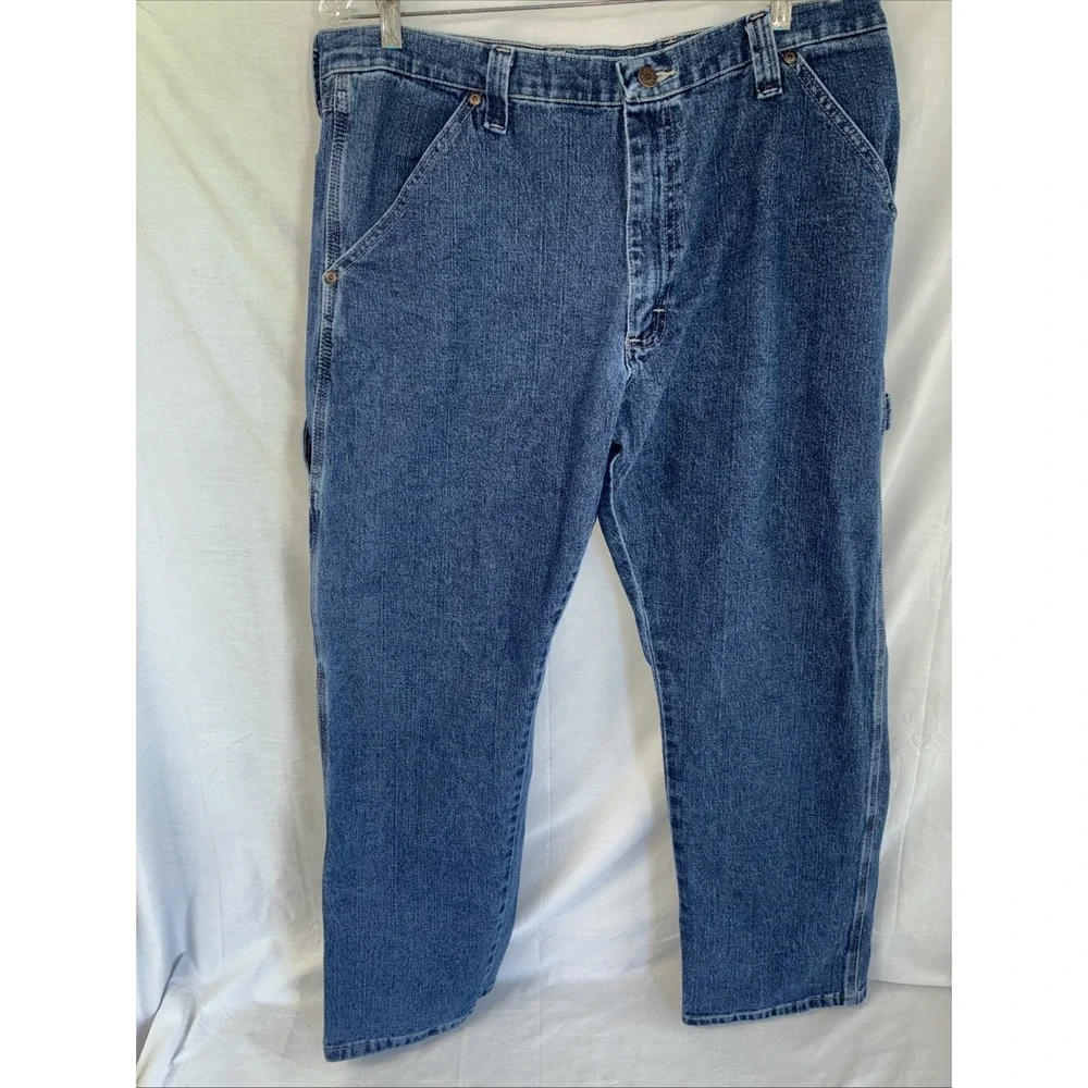 Wrangler Carpenter Jeans Mens 36X30 Medium Wash Workwear Blue Denim 1094LXWDV
